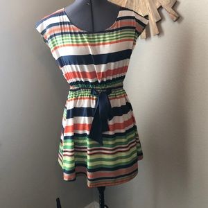 Striped tunic dress with elastic waist